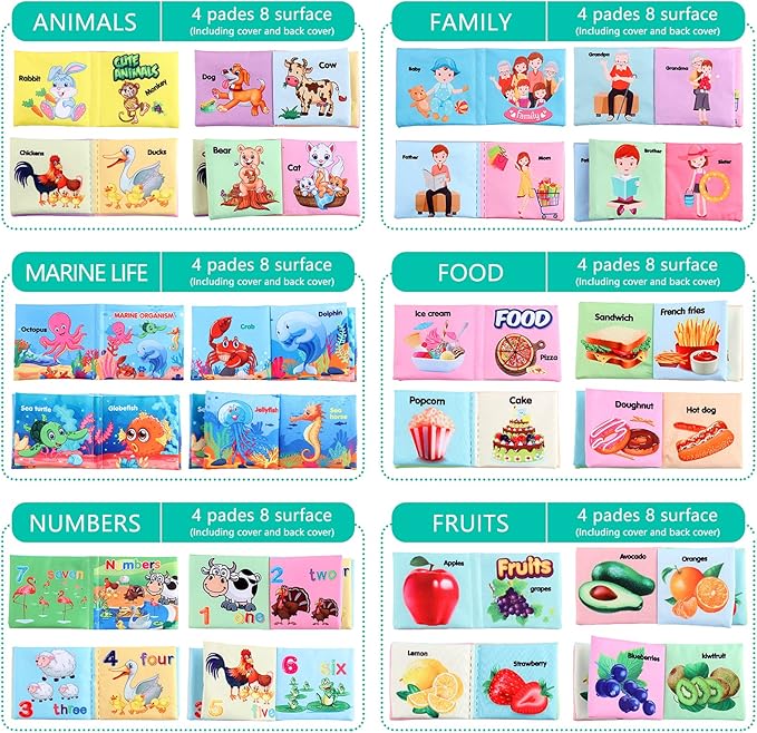 Baby Books, Soft Baby Book,Cloth Baby Books,Baby Books 0-6 Months, Cloth Baby Books,Infant Books,Soft Books for Babies,Best Baby Books, Pack of 6 Books for Baby,Size: 4x4 inch,Soft Baby Book