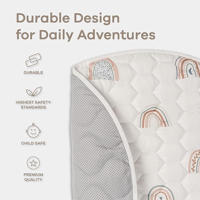 Comfy Cubs Rectangle Kids Play Mat - Large 60 x 96 inches Soft Quilted Baby Floor Mat with Non-Slip Bottom - Plush Design for Toddlers' Playtime and Relaxation - Comfortable and Durable - Rainbow