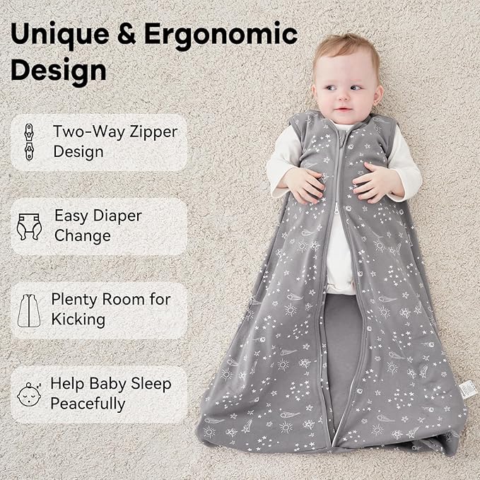 Baby Sleep Sack 0-6 Months 3 Pack 100% Cotton Lightweight 0.5 TOG Wearable Blanket Baby Sleep Bag with 2-Way Zipper for Newborn Infant
