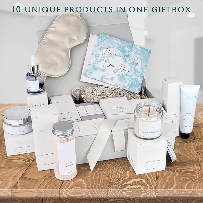Jasmyn & Greene Luxury Spa Gift Basket for Women - 10 Relaxing Spa Birthday Gifts for Women with Lavender. Bridal Shower Gifts for Woman with Self Care Kit. Get Well Soon Package for Mother Sister.