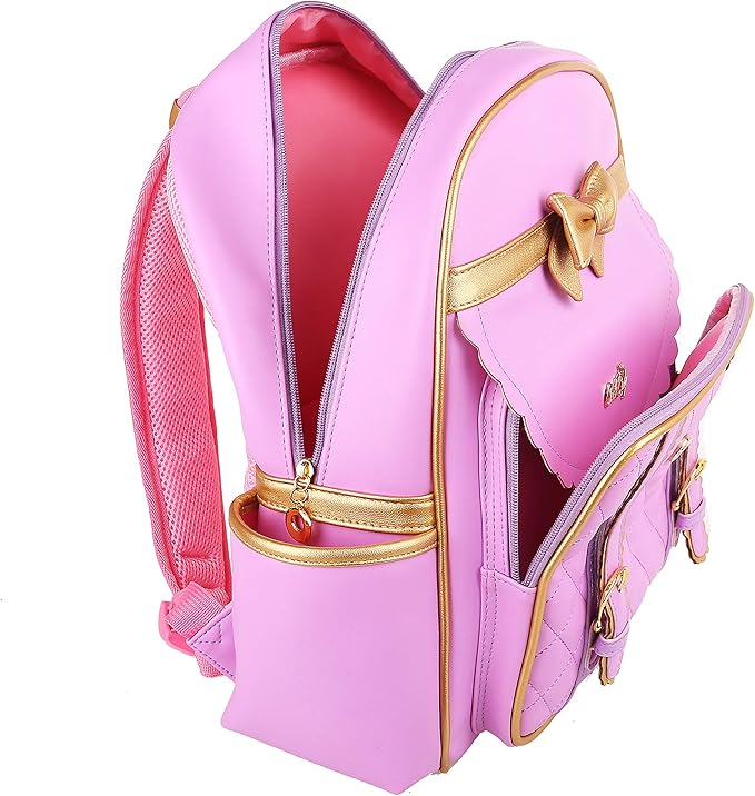 Gazigo Children Princess Waterproof PU Backpack for Girls Elementary School Girl Bookbags