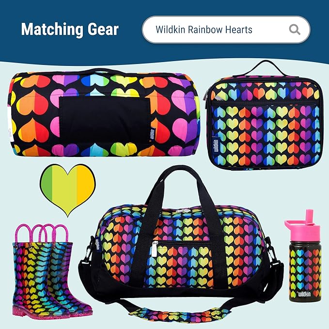 Wildkin ECO rPET 17-inch Large Backpack – Sustainable, Padded, Adjustable – Rainbow Hearts