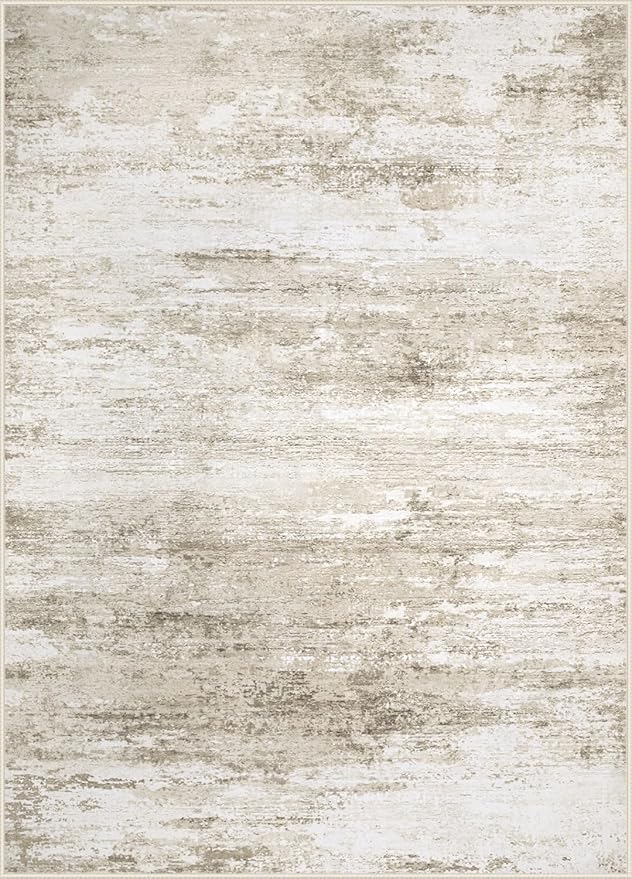 Washable Rug 5x7 Area Rugs for Living Room: Neutral Soft Rug Abstract Non Slip Low Pile Modern Carpet for Bedroom Kitchen Nursery Office Dining Room Indoor (Beige, 5'x7')