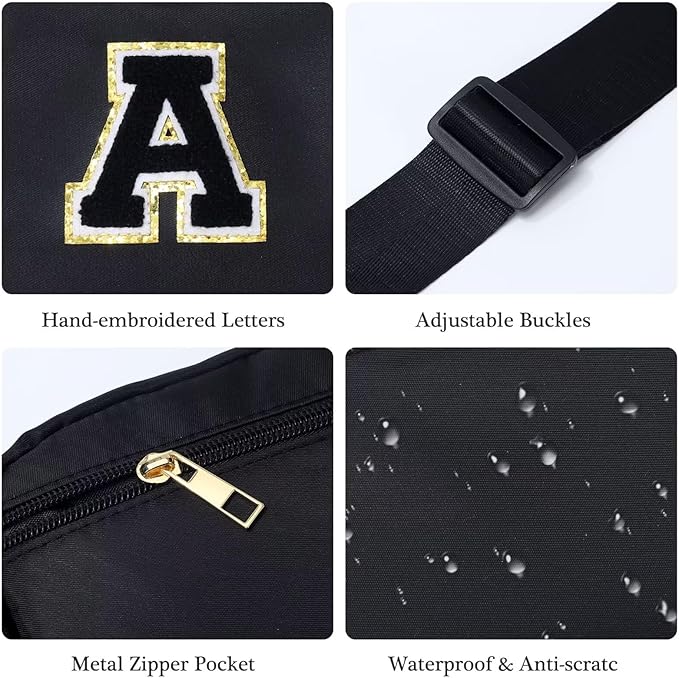 YOOLIFE Gifts for Men Birthday Gifts - Personalized Gifts for Men, Gifts for Son Boyfriend Him Husband Dad, Black Initial Crossbody Bag Belt Bag J