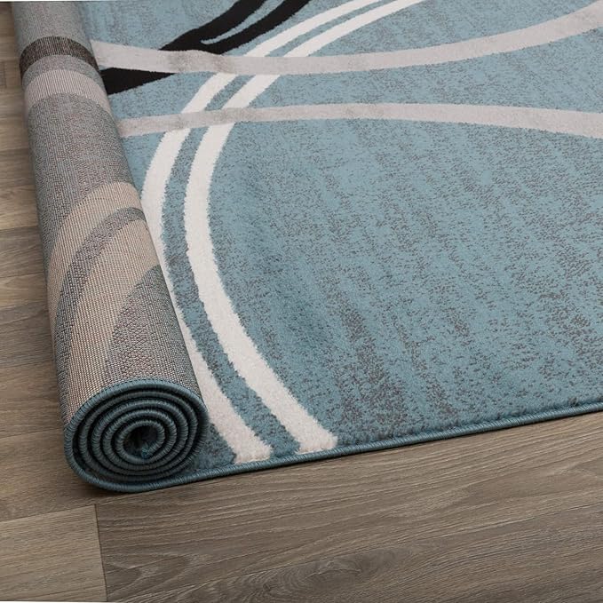 Rugshop Modern Wavy Circles Design Area Rug 8'8" x 12' Blue