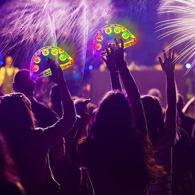 Aywewii LED Tambourine for Kids & Adults, Light Up Toys Handheld Musical Flashing Tamborine with 3 Modes, Sensory Toys Autism Toys for Birthday, Christmas, Concerts & Party