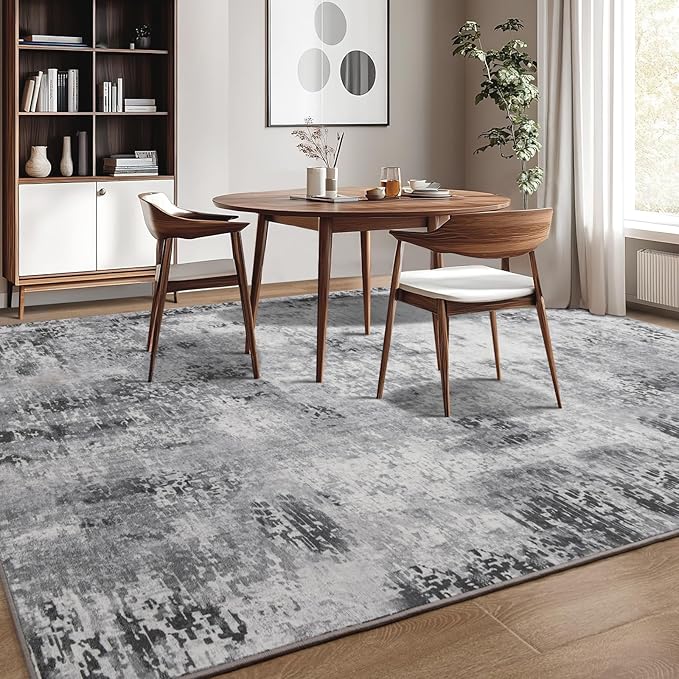 Kelarea Living Room Rug 5x7 Grey Rug Machine Washable Large Area Rugs, Non Slip Abstract Vintage Indoor Carpet for Bedroom, Nursery, Classroom, Dining Room, Home Office