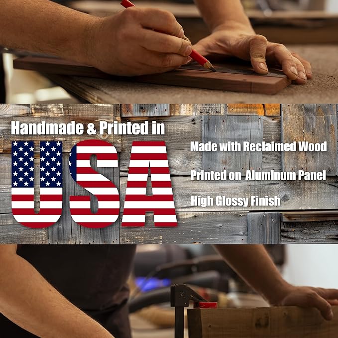 MUNDAZE Custom Portrait Metal Print on Reclaimed Wood Pallet Frame – Personalized Family Photo Gift – Glossy Aluminum Wall Art Keepsake – Made and Shipped in USA (18 x12)