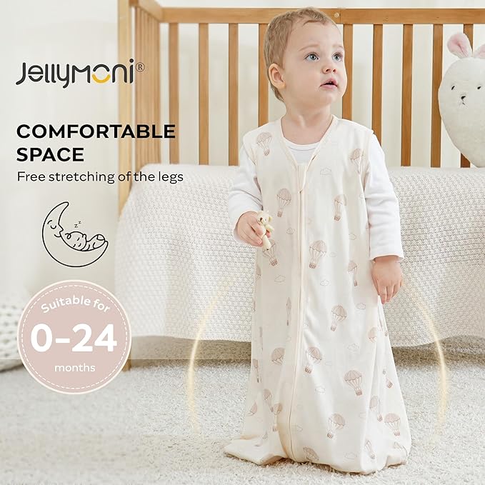 JELLYMONI Baby Sleep Sack 12-18 Months Wearable Blanket for Baby, 100% Cotton 3 Pack Infant Toddler Sleeping Sack Lightweight Soft 2-Way Zipper Sleepsack