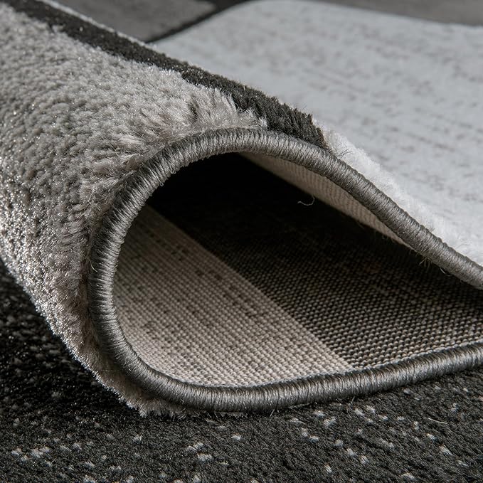 Rugshop Contemporary Modern Boxes for Home Office,Living Room,Bedroom,Kitchen Non Shedding Oval Area Rug 5' x 7' Gray