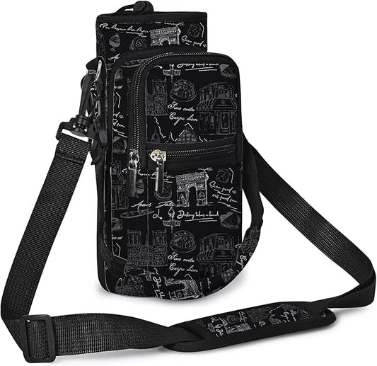 icolor Water Bottle Carrier Bag with Strap 25/32/40 oz Crossbody Bottle Holder with Phone Pocket Sling Sleeve Insulated Neoprene Water Bottle Pouch for Walking Travelling