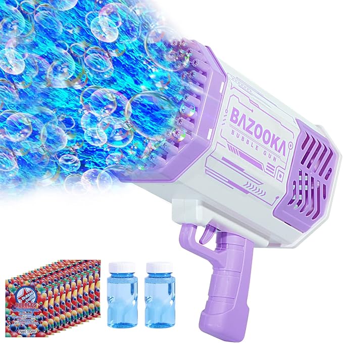 Bubble Gun, 69 Holes Bubble Machine Bubbles Kids Toys for Boys Girls Age 3 4 5 6 7 8 9 10 11 12 Year Old, Summer Outdoor Toy Birthday Wedding Party Halloween Favors