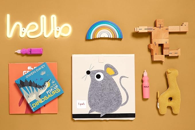 3 Sprouts Toy Storage Organizer: Toy Box Cube Organizer for Playroom, Nursery - Foldable Storage Bin - Mouse