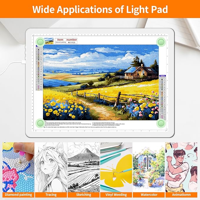 Elice Magnetic A3 Light Board for Diamond Painting, Ultra-Thin Tracing LED Light Box with Side Buttons, Super Bright Diamond Art Light Pad, Light Table for Drawing, Sketching, Weeding Vinyl - White