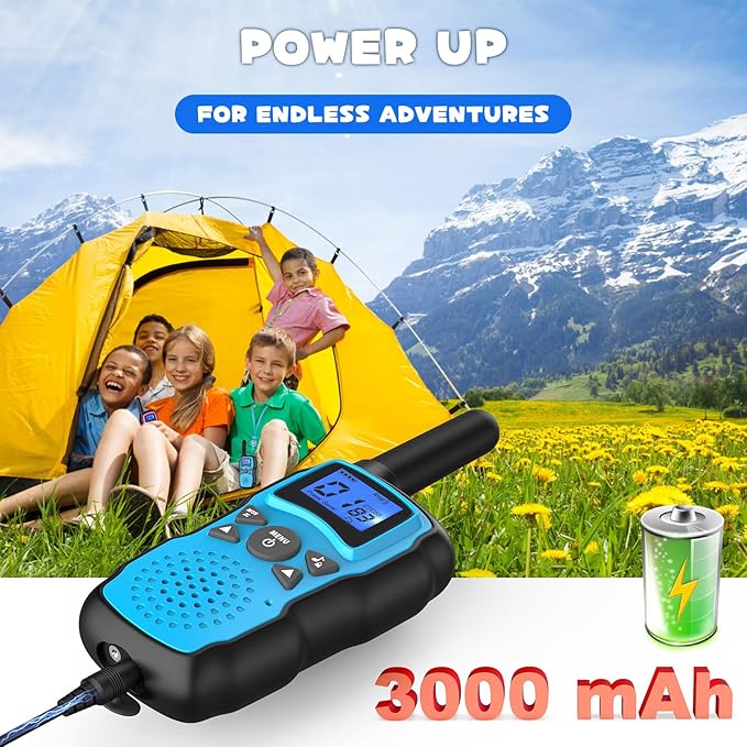 Wishouse Walkie Talkies Rechargeable for Kids Adults Long Range,Xmas Birthday Gift for Boys Girls 3 4 5 6 7 8 9 10 Year Old,Hiking Gear Camping Games Toys with Flashlight,VOX,Easy to Use 3 Pack