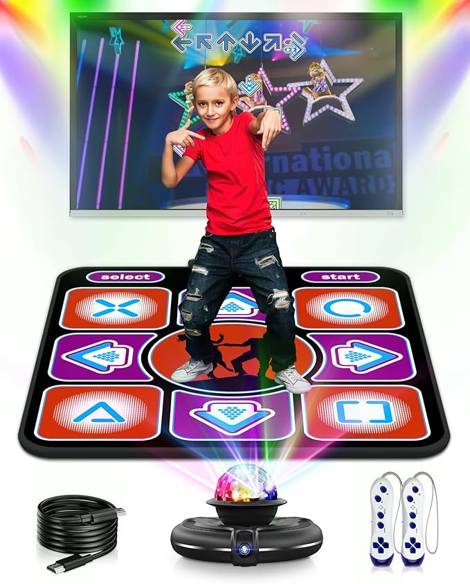 Eletrionic Dance Mat for TV with HD Camera, Non-Slip Dance Pad for Girls Boys, Dance Game Mat Xmas B-Day Gifts for Kids Adults (Black)