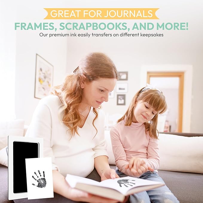 Clean Touch Ink Pad for Baby Handprints and Footprints – Inkless Infant Hand & Foot Stamp – Safe for Babies, Doesn’t Touch Skin – Perfect Family Memory or Gift – Black Print Kit by Tiny Gifts