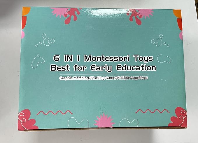 Baby Toys for 6 to 12 Months, Montessori Sensory Bins & Teething Toys, 6 in 1 Stacking Blocks, Rings, Eggs, Spinner, Crab Shape, 27 Pieces, Ages 6-36 Months