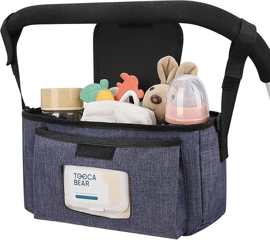 Accmor Universal Stroller Organizer with Insulated Cup Holder and Shoulder Strap, Stroller Bag Caddy Organizer Stroller Accessories for Uppababy, Baby Jogger, Nuna, Doona, Britax Strollers