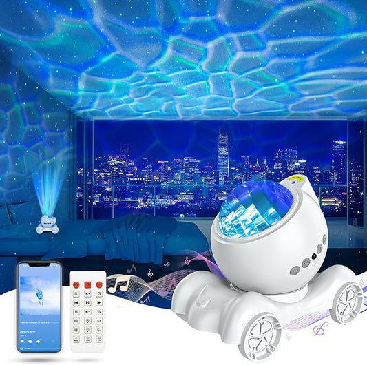 ENOKIK Star Projector, Galaxy Projector Built-in Bluetooth Speaker and 8 White Noise, Night Light for Kids Adults, Aurora Nebula Lamp for Home Decor/Relaxation/Party/Music/Gift (White)