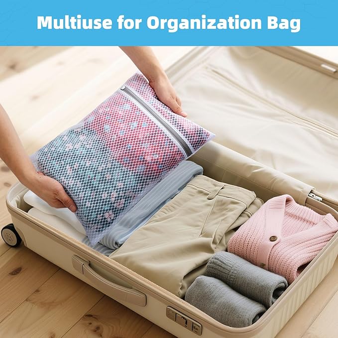 6-Pack Honeycomb Mesh Laundry Bags for Delicates - 12x16 Inches Medium Washing Bags for Bras, Lingerie, Socks, Baby Clothes - Gentle Wash Protection with Zipper Closure (6 Medium)