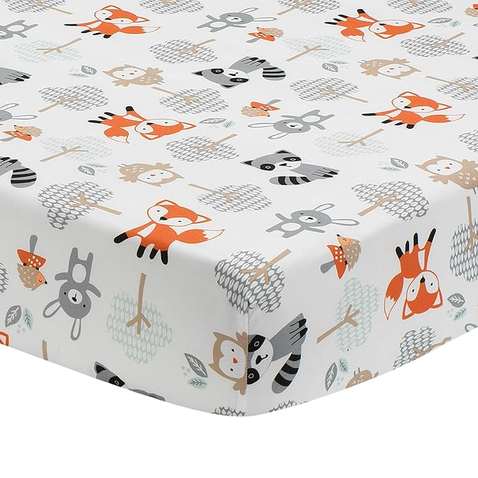 Bedtime Originals Woodland Friends Animals Mint/Gray 5-Piece Crib Bedding Set