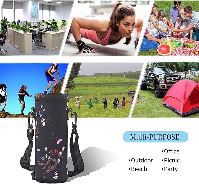 AUPET Water Bottle Bag Carrier,24oz/32oz Insulated Neoprene bottle Sling Holder Case Pouch Cover for 1000ML/750ML Bottles with Shoulder Strap for walking