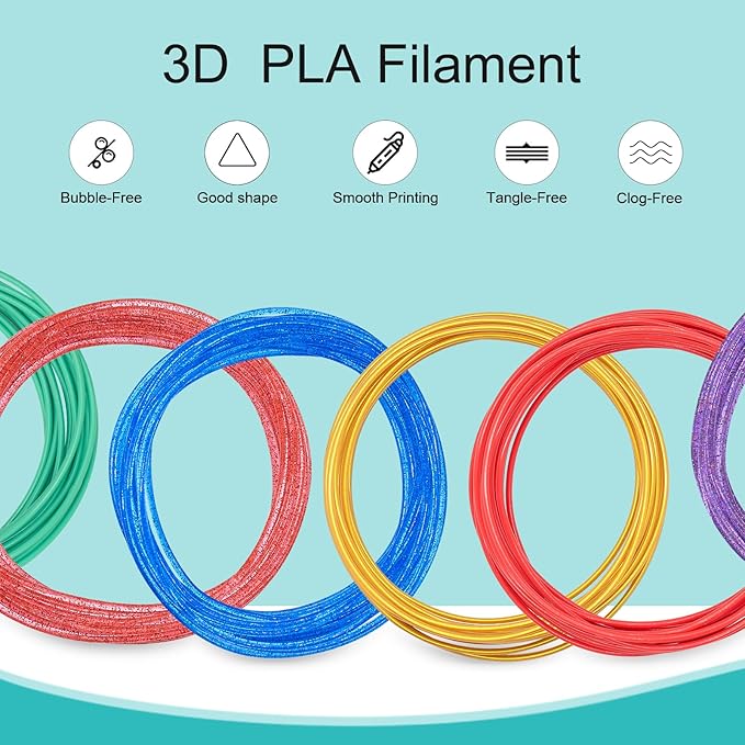 18 Colors 3D Pen Filament Refills Compatible with SCRIB3D MYNT3D PIKA3D 3D Pen for Kids Per Color 10Feet 1.75mm PLA 3D Printing Pen Filament Refills, NOT FIT 3Doodler Start Pen