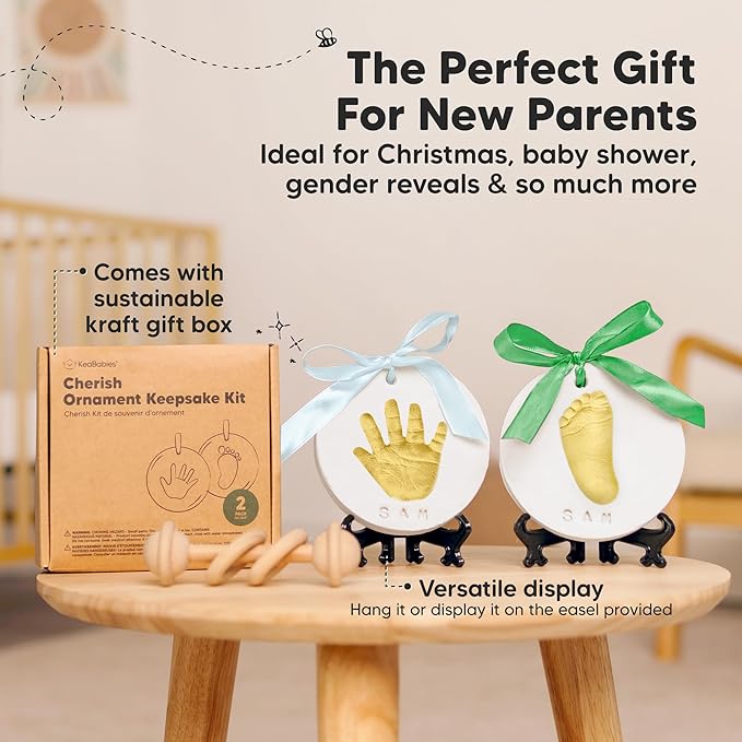 Baby Hand and Footprint Kit Girls, Boys - Personalized Baby Footprint Ornament Kit, Newborn Keepsake Gifts for New Mom, Easy to Use Handprint Makers, Cute Shower Gifts(Sky, Multi-Colored)