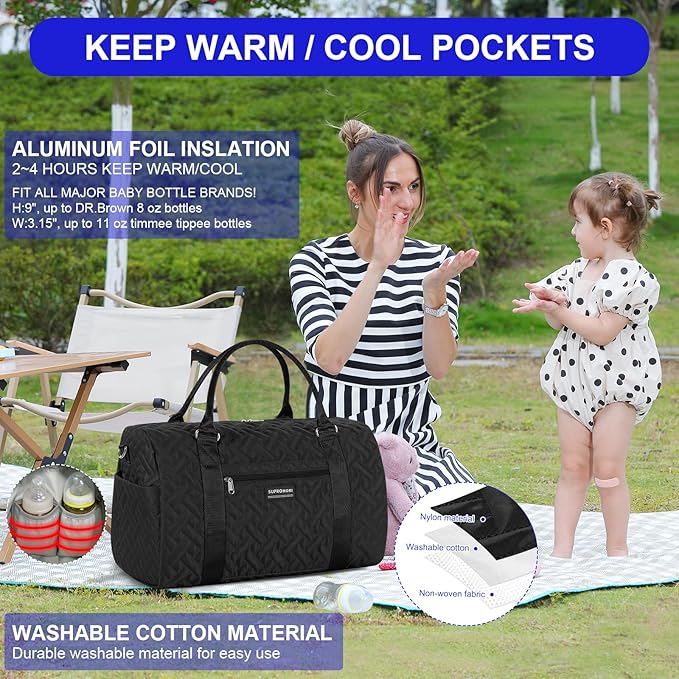 Diaper Bag Tote: Mommy Bag, Baby Bag for Boy and Girl, Mom Hospital Bag, Twins or 2 Kids Diapers Bag