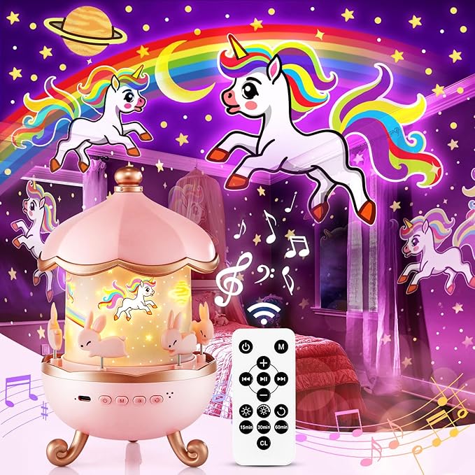 Sound Machine Baby Night Light Projector, 10 White Noise | 21 Colors | 15 Films Toddler Night Light for Kids, Remote Control Baby White Noise Machine, Unicorn Toys for Girls