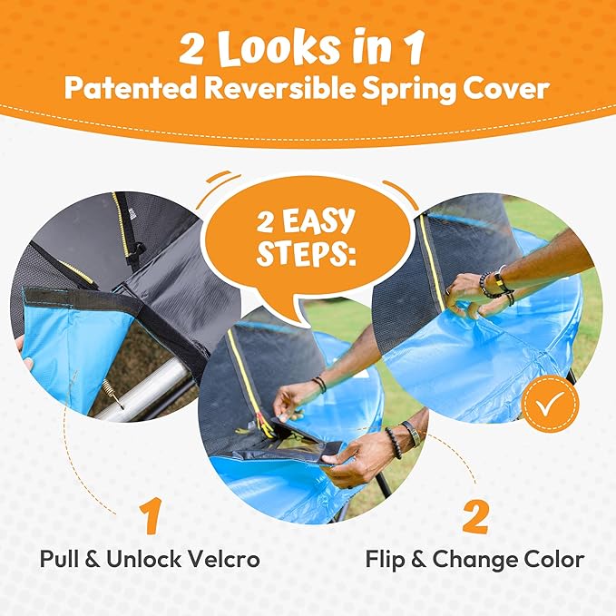 JUMPZYLLA Trampoline Outdoor 8FT 10FT 12FT 14FT 15FT 16FT with Enclosure and Ladder, ASTM Approved Recreational Trampoline for Kids and Adults, Anti-Rust Coated Frame