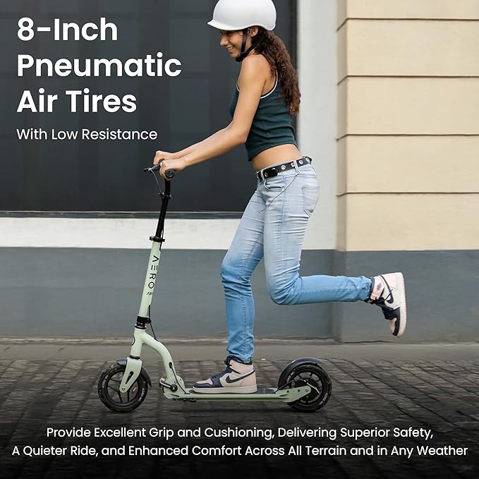 Aero Big Wheels Kick Scooter for Kids 6+, Teens & Adults | Light Up Wheels, Hand Brake, Rubber Deck Mat & Shock Absorption | Foldable & Height Adjustable