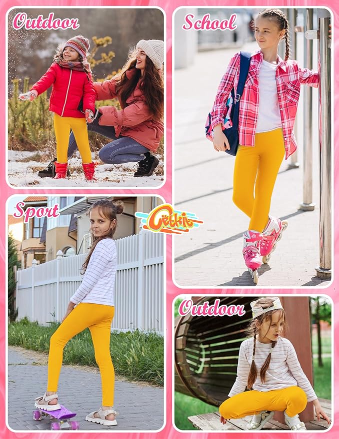 Girls Leggings Cotton Leggings for Toddler Footless Girls Pants Stretchy Baby Girl's Pants Infant Basic Leggings Size 6M -14Y