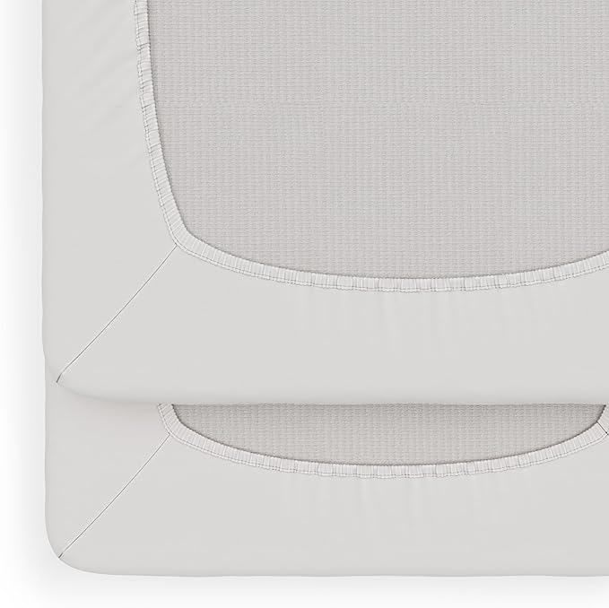 Foundations Boutique Folding Hotel Crib and Sheet Bundle - Includes Wooden Mini Crib with 3" Foam Mattress (Cherry) and 6-Pack White Fitted Compact Sheets