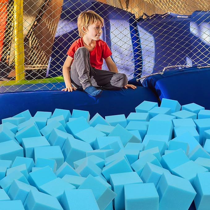 Foam Pit Cubes - 24 PCS 5 Inches Gymnastics Foam Blocks Trampoline Blocks, Multi-Sport Protective Padding for Freerunning, Trampoline, Parkour, Skate Parks & BMX - Blue