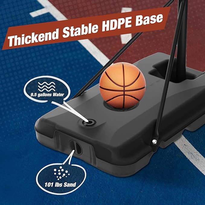 Mayfire Kids Basketball Hoop Adjustable Height 4-8.5 FT, Portable Basketball Goal System with 33'' Shatterproof Backboard for Kids Youth Teens in Driveway, Backyard, Outdoor Play