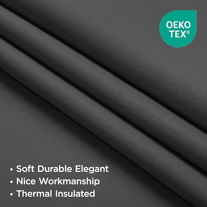 Joydeco Blackout Curtains 84 Inch Length 2 Panels Set, Thermal Insulated Black Out Curtains for Bedroom, Room Darkening Drapes for Living Room Window (W37 x L84 Inch, Dark Grey)