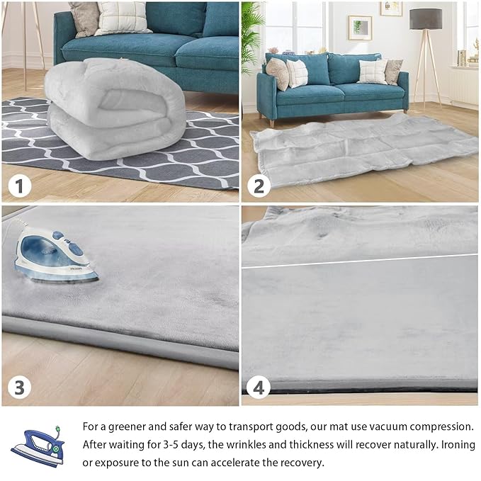 Baby Play Mat for Floor Tummy Time Nursery Muscle Area Rug Playroom Rug Tatami Mat 50 * 50" Memory Foam 1.3" Thick Crawling for Babies,Toddlers, Infants, Kids(Light Gray)