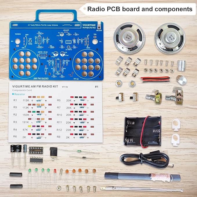 AM/FM Radio Kit | Soldering Project DIY Kit for Practicing Teaching Electronics | Stereo | Great STEM Project and Gift | Upgraded Version VT-16