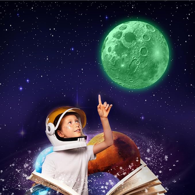 Glow in The Dark Sun for Ceiling, Luminous Planet Wall Sticker, Kids Bedroom Wall Decal, Sticky Fluorescence Sun, Gift for Boys and Girls (Green)