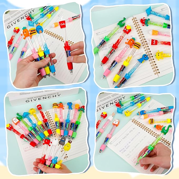 20Pcs Multicolor Pens in One 4-in-1 Cute Pens Bulk for Kids, Ballpoint Pen for Birthdays and Children's Parties, Fun Gifts Assorted Ink Kawaii Pen