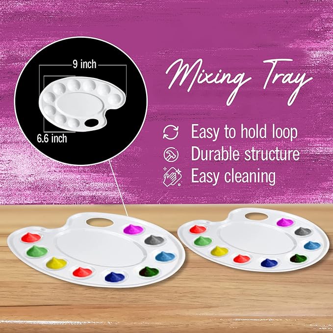 Kids Painting Set, Washable Paint for Kids 6 Colors, 7 Paintbrushes, Paint Palette, Non-Toxic Toddler Painting Set 2 oz Each, Tempera Paints for Art, Crafts, Finger Paints