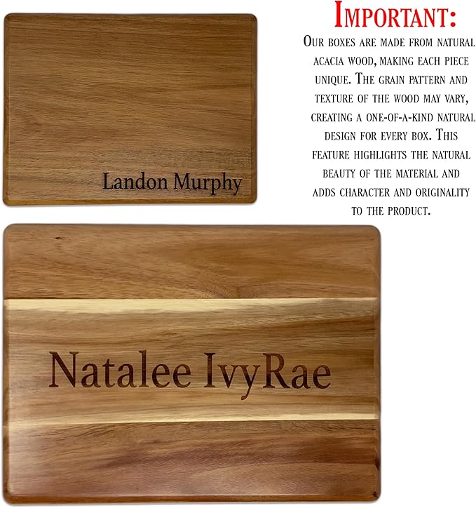 Personalized Wedding Keepsake Box Large - Acacia Wood Relationship Memory Box for Couples Keepsake, Custom Bridal Shower Gift, Engagement Gift Couple Wooden Gift Time Capsule, 11.5x8.5x5.5 in