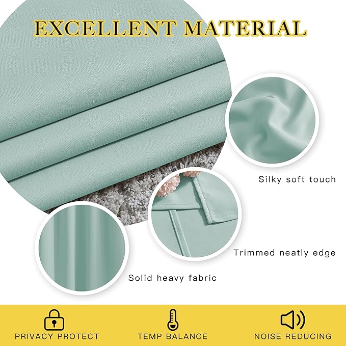 NICETOWN Aqua Blue Room Darkening Curtains - Window Treatment Thermal Insulated Grommet Room Darkening Curtains/Drapes for Bedroom (2 Panels, W52 x L63, Aqua)