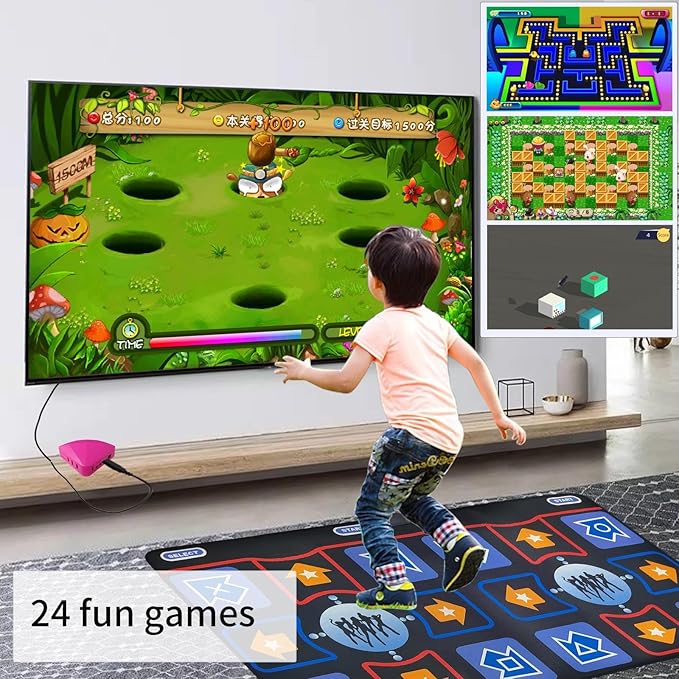 Dance Mat for Kids and Adults, Flannel Dance Pad for Kids Toys, Soft TV Dancing mat,Plug & Play Family Game,Xmas Gifts Idea,Gifts for Girls & Boys Ages 3+,Double mat