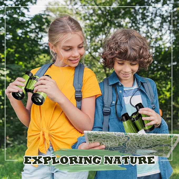 Libima 24 Pcs Binoculars for Kids Educational Compact Kids Binoculars with Neck String Toddler Telescope for Boys Girls Learning Bird Watching Camping Hiking Travel Safaris Birthday Gifts(Green)