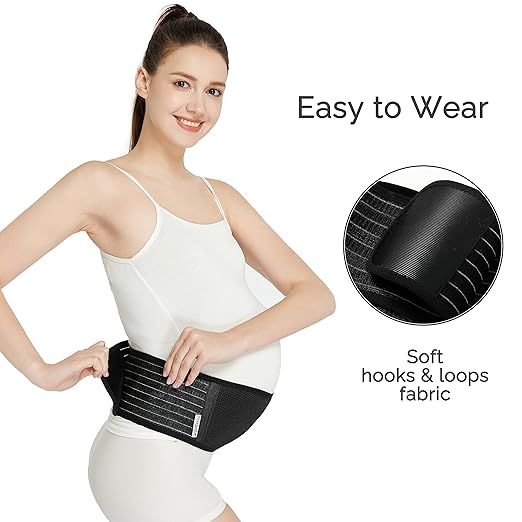 NeoTech Care Adjustable Maternity Belt - Light and Breathable Pregnancy Belly Support Band for Pregnant Women (Black, Extra Large Size)