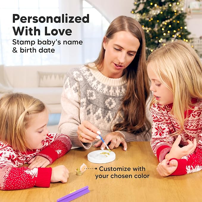 Baby Hand and Footprint Kit Girls, Boys - Personalized Baby Footprint Ornament Kit, Newborn Keepsake Gifts for New Mom, Easy to Use Handprint Makers,Cute Shower Gifts(Multi-Colored Paint)