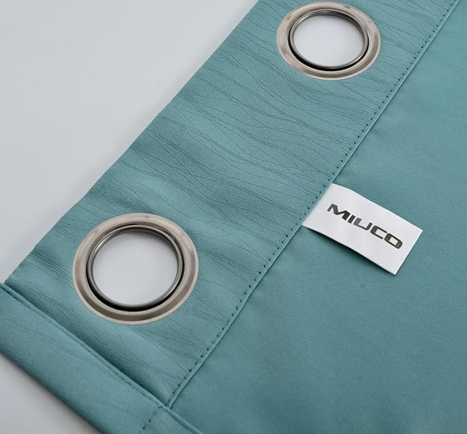 MIUCO Room Darkening Curtains Textured Grommet Thermal Insulated Blackout Curtains for Bedroom Set of 2 52x95 Inch Teal